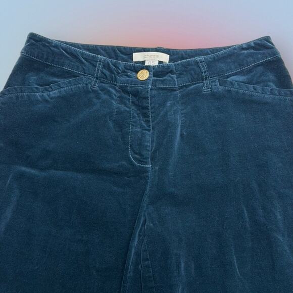 CHICO’S Women’s 0.5 Small Blue Green Velour Pant - Picture 1 of 4